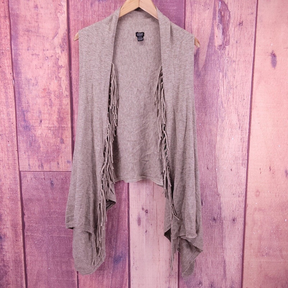 Roffe Fringe Open Sweater Vest One Size Brown